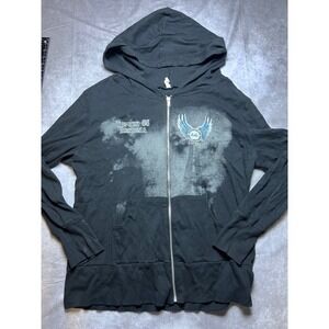 Liberty Wear Hoodie Women XL Black Route 66 Arizona Graphic Biker Ribbed Zip Up